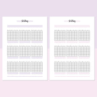 Monthly Stretching Journal Template - Lavendar and Bright Pink