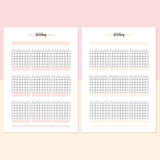 Monthly Stretching Journal Template - Salmon Red and Bright Orange