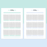 Monthly Stretching Journal Template - Teal and Light Blue
