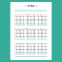 Monthly Stretching Journal Template - Version 1 Full Page View