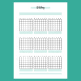 Monthly Stretching Journal Template - Version 1 Full Page View