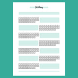 Monthly Stretching Journal Template - Version 2 Full Page View