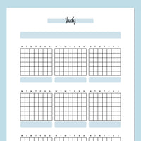 Monthly Study Journal Template - Blue