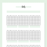 Monthly Study Journal Template - Green