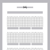 Monthly Study Journal Template - Grey