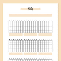 Monthly Study Journal Template - Orange