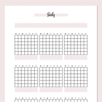 Monthly Study Journal Template - Pink