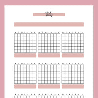 Monthly Study Journal Template - Red