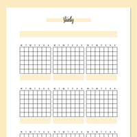 Monthly Study Journal Template - Yellow