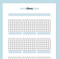 Monthly Vitamins Journal Template - Blue