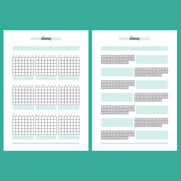 Monthly Vitamins Journal Template - 2 Version Overview