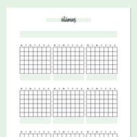 Monthly Vitamins Journal Template - Green