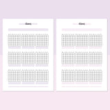 Monthly Vitamins Journal Template - Lavendar and Bright Pink