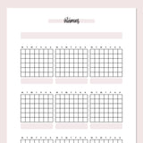 Monthly Vitamins Journal Template - Pink