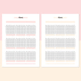 Monthly Vitamins Journal Template - Salmon Red and Bright Orange
