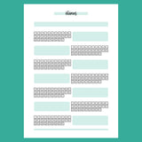 Monthly Vitamins Journal Template - Version 2 Full Page View