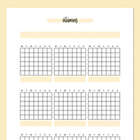 Monthly Vitamins Journal Template - Yellow