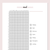 Mood Chart For Adults - Pink