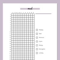 Mood Chart For Adults - Purple