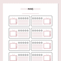Movie Tracking Journal Template - Pink