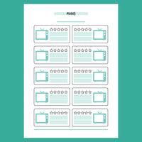 Movie Tracking Journal Template - Version 1 Full Page View