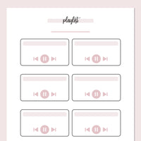 Music Playlist Journal Template - Pink