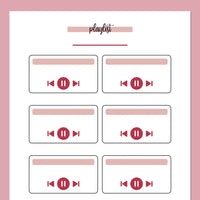 Music Playlist Journal Template - Red