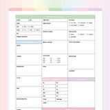 Nurse Brain Sheet Printable - Rainbow