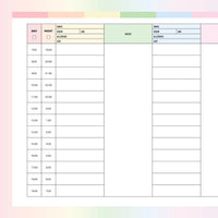 Nurse Hourly Planner Template PDF - Rainbow