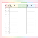 Nurse Hourly Planner Template PDF - Rainbow