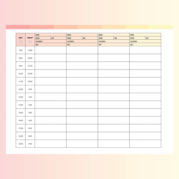 Nurse Shift Schedule | A4 & US Letter Sizes | Instant Download Printable – Plan Print Land nurse-shift-schedule-a4-us-letter-sizes-instant-download-printable-plan-print-land