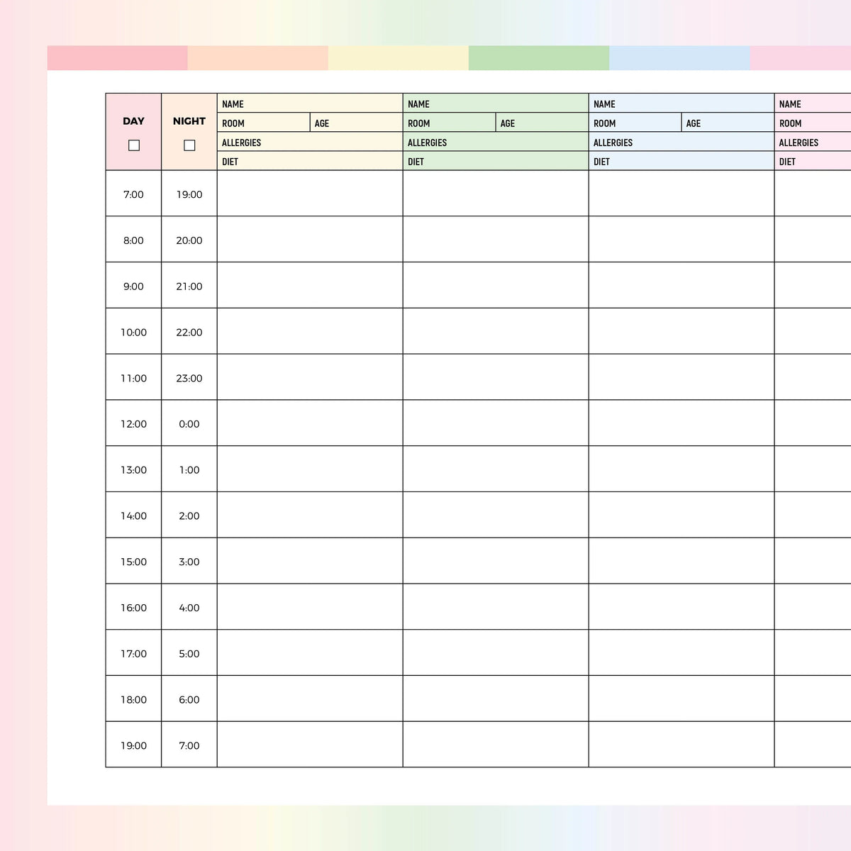 Nurse Shift Schedule | A4 & US Letter Sizes | Instant Download ...