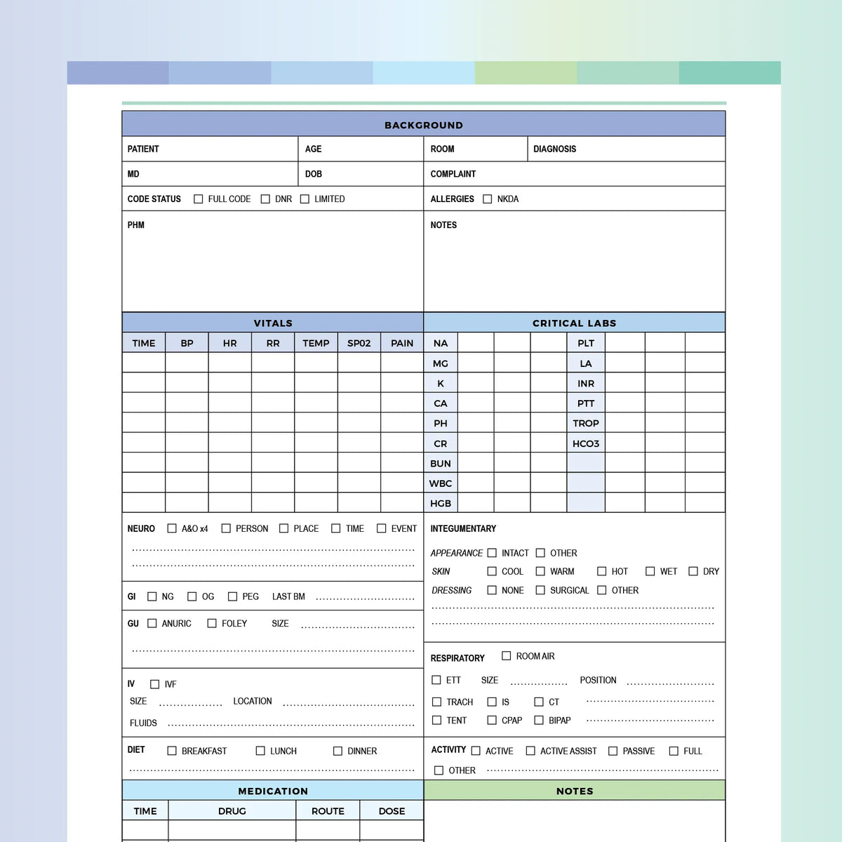 Nursing Handoff Sheet Printable | Instant Download PDF | A4 and US ...