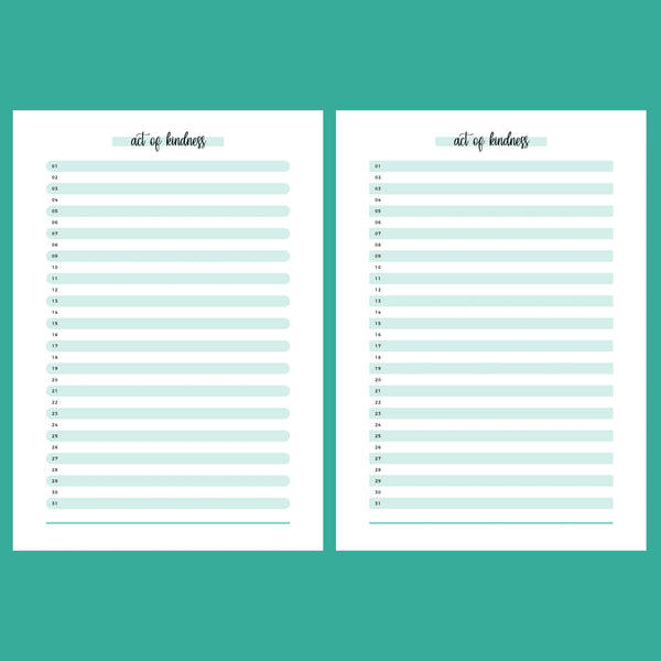 One Act Of Kindness Daily Template - 2 Version Overview