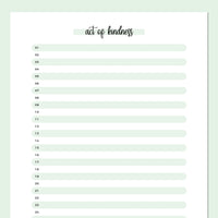 One Act Of Kindness Daily Template - Green