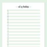 One Act Of Kindness Daily Template - Green