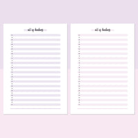 One Act Of Kindness Daily Template - Lavendar and Bright Pink