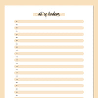 One Act Of Kindness Daily Template - Orange