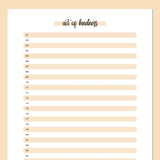 One Act Of Kindness Daily Template - Orange