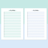 One Act Of Kindness Daily Template - Teal and Light Blue