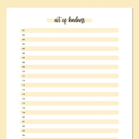 One Act Of Kindness Daily Template - Yellow