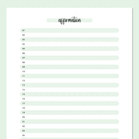 One Daily Affirmation Template - Green