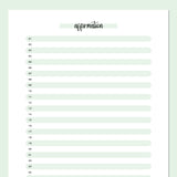 One Daily Affirmation Template - Green