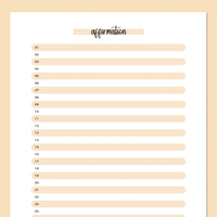 One Daily Affirmation Template - Orange