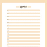 One Daily Affirmation Template - Orange