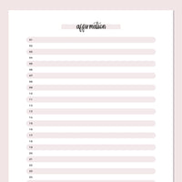 One Daily Affirmation Template - Pink