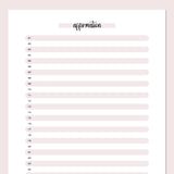 One Daily Affirmation Template - Pink