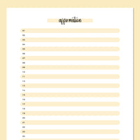 One Daily Affirmation Template - Yellow