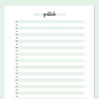 One Daily Gratitude Template - Green