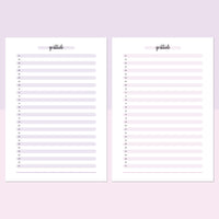 One Daily Gratitude Template - Lavendar and Bright Pink